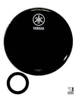 Yamaha N77024044 - Pelle Per Grancassa Da 18” Nera Con Logo YAMAHA NEW Bianco - 18” Ebony Bass Drumhead W/NEW YAMAHA White Logo