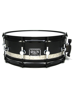 Spaun Drum Co. Standard Maple - 5x14 - Flat Black with Silver Sparkle Stripe