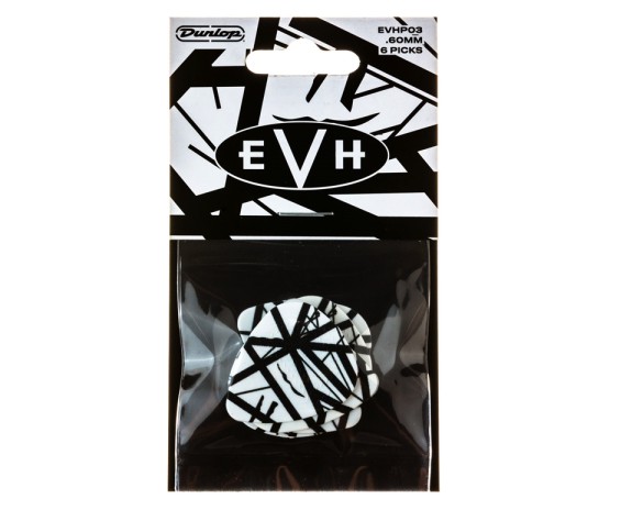 Dunlop EVHP03 EVH Max Grip White With Black Stripes 0.60 mm 6 Plettri