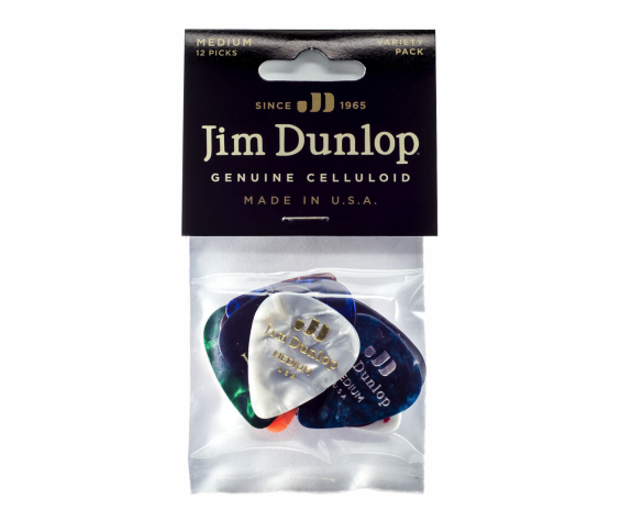 Dunlop PVP106 Medium Genuine Celluloid Variety Player's 12 Picks