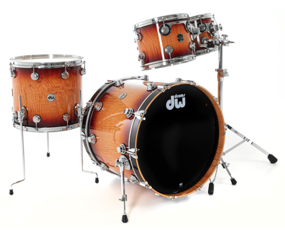 Dw (drum Workshop) Collector's Exotic - Natural To Deep Rich Red Burst Over Super Curly