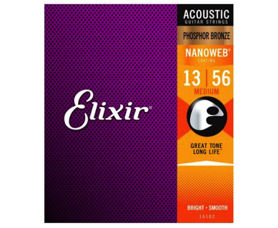 Elixir 16102 Nanoweb Medium Acoustic Phosphor Bronze 13-56