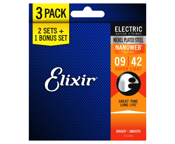 Elixir 16540 3X2 Pack Nanoweb Super Light
