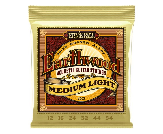 Ernie Ball 2003 Corde per chitarra acustica Earthwood Bronze Medium Light 12-54