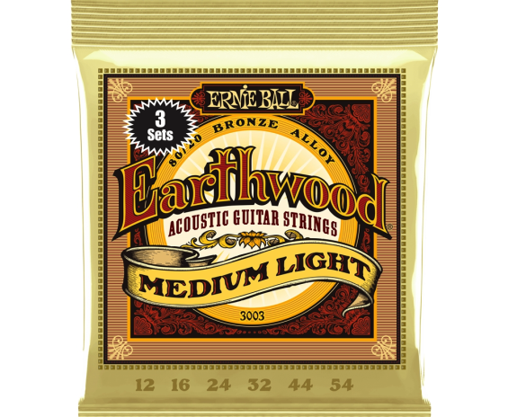 Ernie Ball 3003 Earthwood Bronze Medium Light 3 Pack 12-54