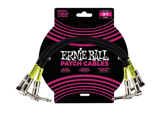 Ernie Ball 6075 Patch Cable 3PK Black