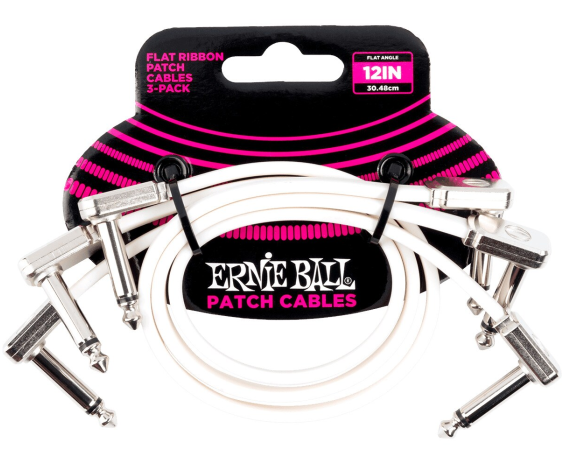 Ernie Ball 6386 Flat Ribbon Patch Cable White 30.48cm 3Pk