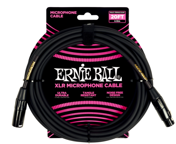 Ernie Ball 6388 cavo microfonico PVC nero 6Mt