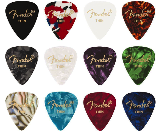 Fender 351 Shape Celluloid Medley Thin 12-Pack