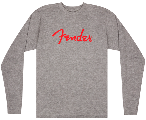 Fender Spaghetti Logo L/S T-Shirt, Heather Gray, XL