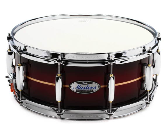 Pearl MCT1455S/C836 Masters Maple Complete 14x5.5 Snare Drum Red Burst Stripe