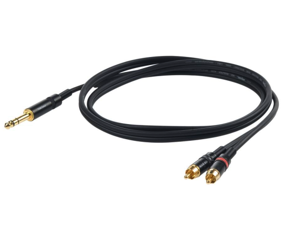 Proel CHLP300LU3 6.3mm Stereo Jack - 2x RCA Cable 3 Meters