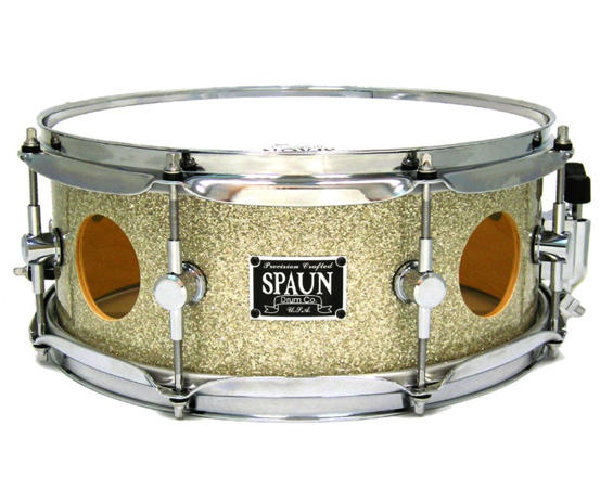 Spaun Drum Co. Vented 6x14 Maple Snare Drum - Silver Glass