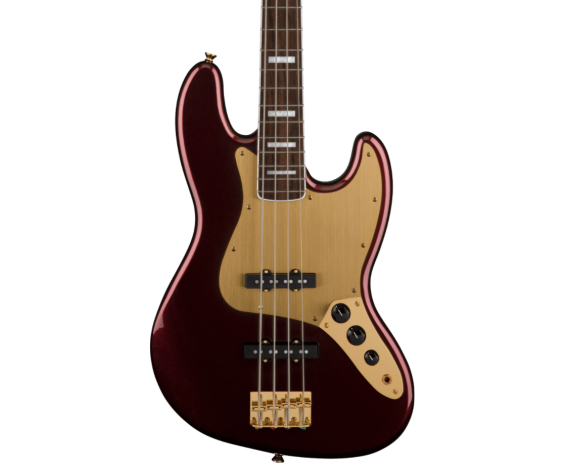 Squier 40th Anniversary Jazz Bass Gold Edition Ruby Red Metallic