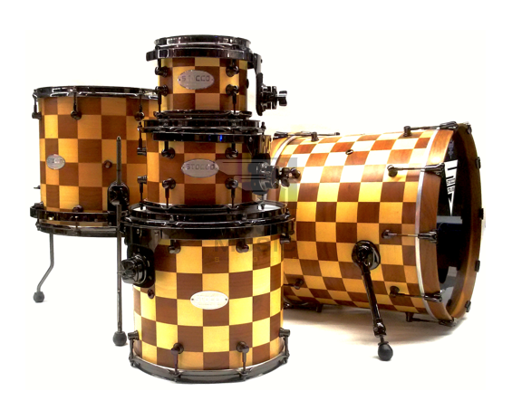 Stocco Drums Maple and Walnut Stave Shells Drumset